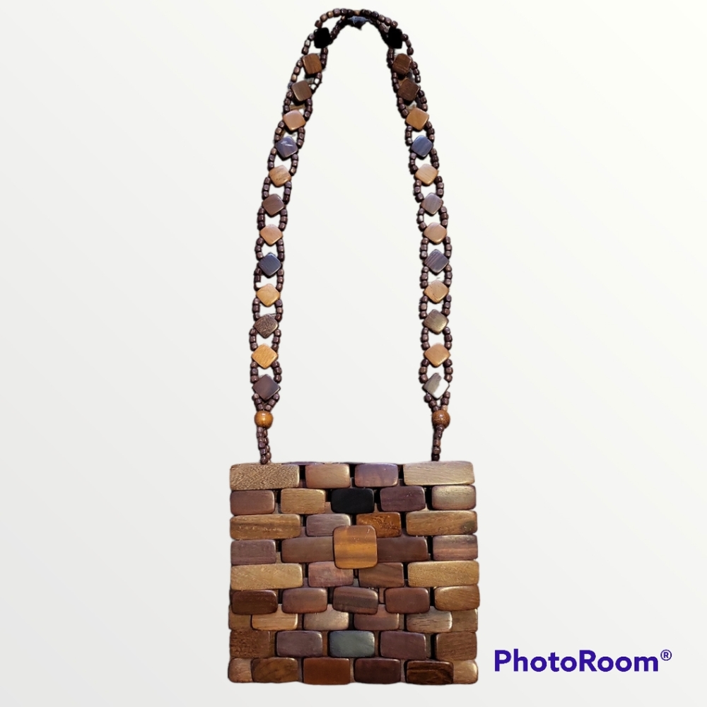 Vintage 90's Wooden Block Purse